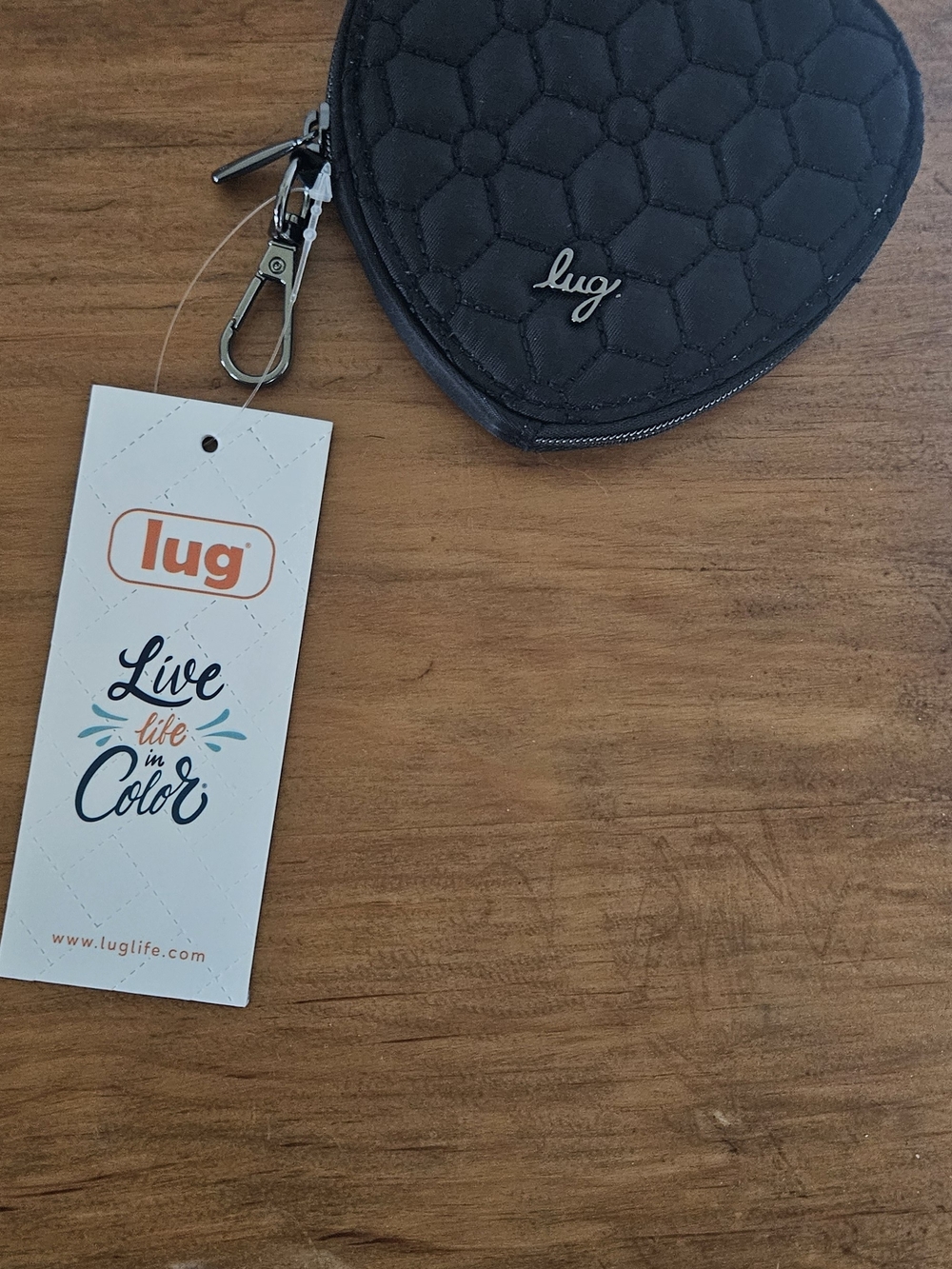 Lug Heart Pouch Black Quilted Cosmetic Case